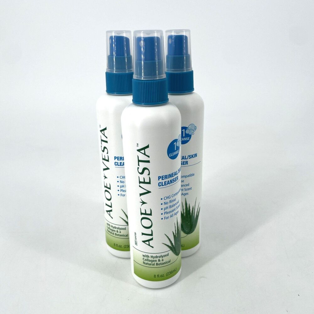3x Aloe Vesta Perineal Skin Cleanser No Rinse 8 oz Multi Use Cleanser Spray